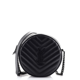 Saint Laurent Vinyle Round Camera Bag Matelasse Chevron Leather