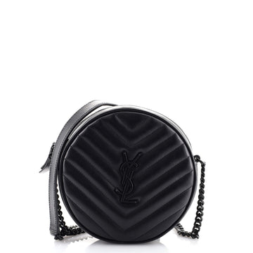 Saint Laurent Vinyle Round Camera Bag Matelasse Chevron Leather