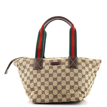 Gucci Web Zip Tote GG Canvas Small