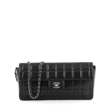 Chanel Chocolate Bar Flap Bag Quilted Lambskin East West black