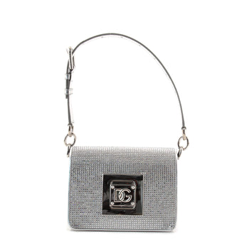 Dolce & Gabbana Bella Cubo Flap Bag Crystal Embellished Leather Small
