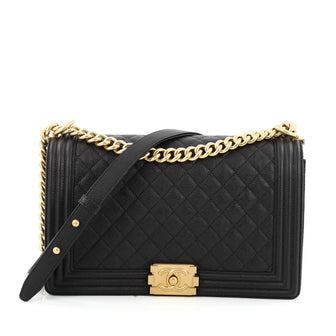 Chanel Boy Flap Bag Quilted Caviar New Medium black