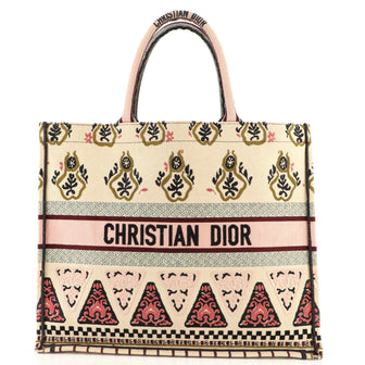 Christian Dior Book Tote Embroidered Canvas Large