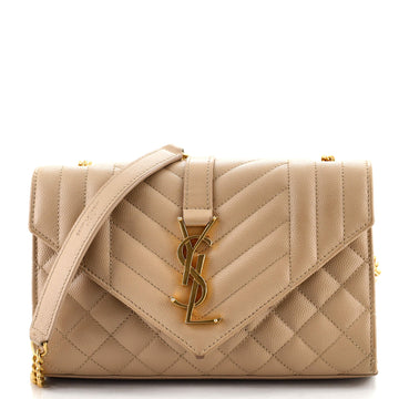 Saint Laurent Classic Monogram Envelope Satchel Mixed Matelasse Leather Small