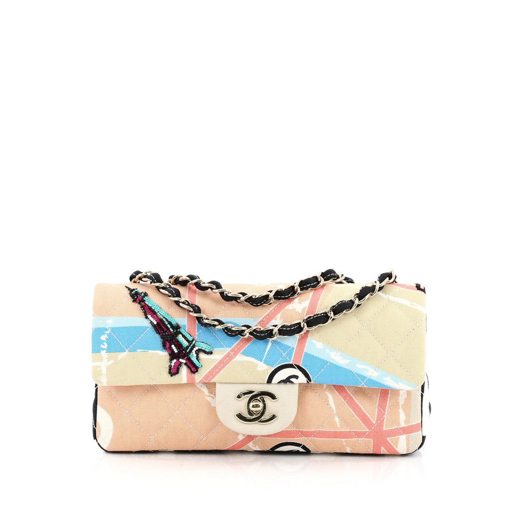 Buy Chanel Eiffel Tower Flap Bag Quilted Printed Canvas 1433402