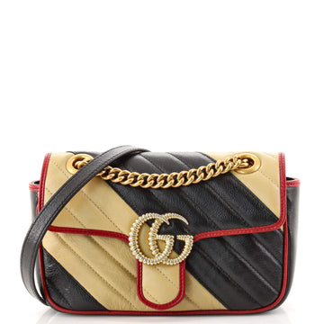 Gucci GG Marmont Flap Bag Diagonal Quilted Leather Mini