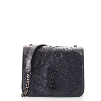 Saint Laurent Niki Chain Wallet Matelasse Chevron Leather