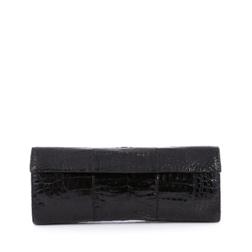 Nancy Gonzalez Flap Clutch Crocodile Long black