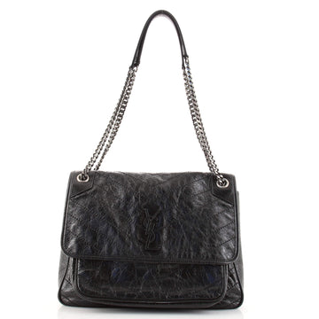 Saint Laurent Niki Chain Flap Bag Matelasse Chevron Leather Large