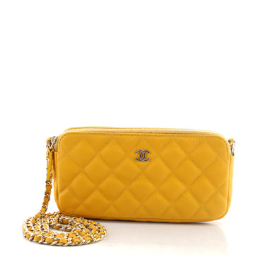 Chanel Double Zip Clutch with Chain Quilted Caviar