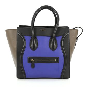 Celine Tricolor Luggage Handbag Leather Mini black