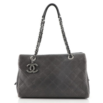Chanel CC Zip Shopping Tote Diamond Embossed Calfskin Large Large