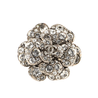 Chanel CC Camellia Brooch Metal and Crystals
