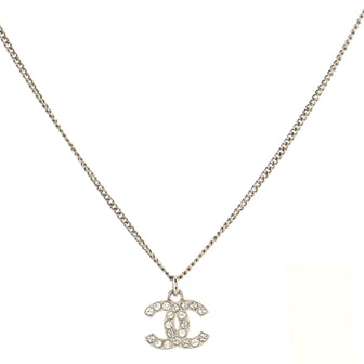 Chanel CC Crystal Logo Necklace Metal