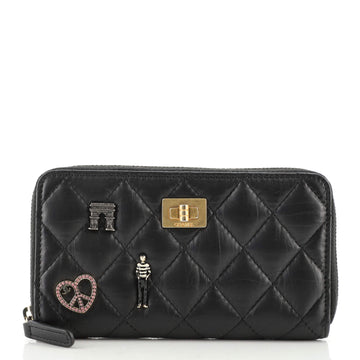 Chanel Lucky Charms Reissue 2.55 Zip Around Wallet Quilted Aged Calfskin Small