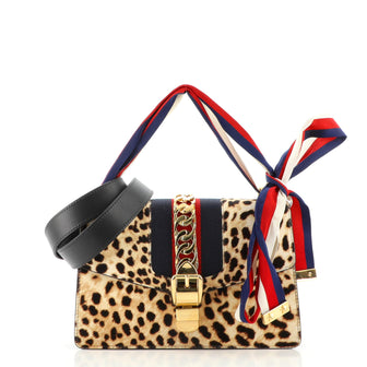 Gucci Sylvie Shoulder Bag Printed Calf Hair Small