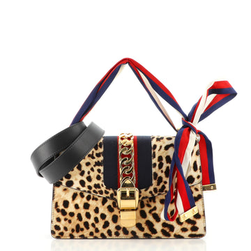 Gucci Sylvie Shoulder Bag Printed Calf Hair Small