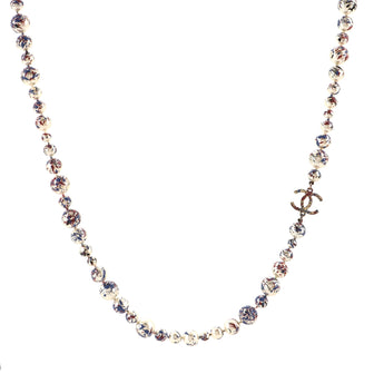 Chanel CC Graffiti Paint Splatter Long Necklace Metal with Faux Pearls