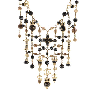 Chanel Paris-Athens Owl Charms Tiered Necklace Metal with Beads and Resin