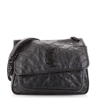 Saint Laurent Niki Chain Flap Bag Matelasse Chevron Leather Medium