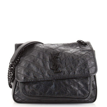 Saint Laurent Niki Chain Flap Bag Matelasse Chevron Leather Medium