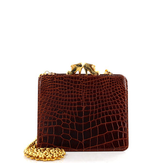 Salvatore Ferragamo Vintage Kisslock Chain Crossbody Bag Alligator Mini
