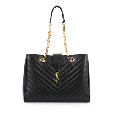 Saint Laurent Classic Monogram Shopper Matelasse Chevron Leather Large black