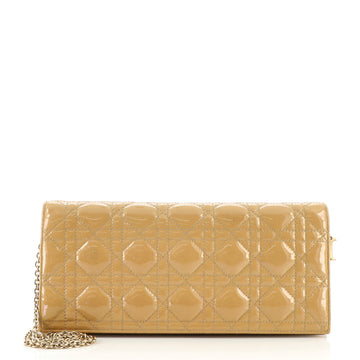 Christian Dior Lady Dior Convertible Chain Clutch Cannage Quilt Patent Long