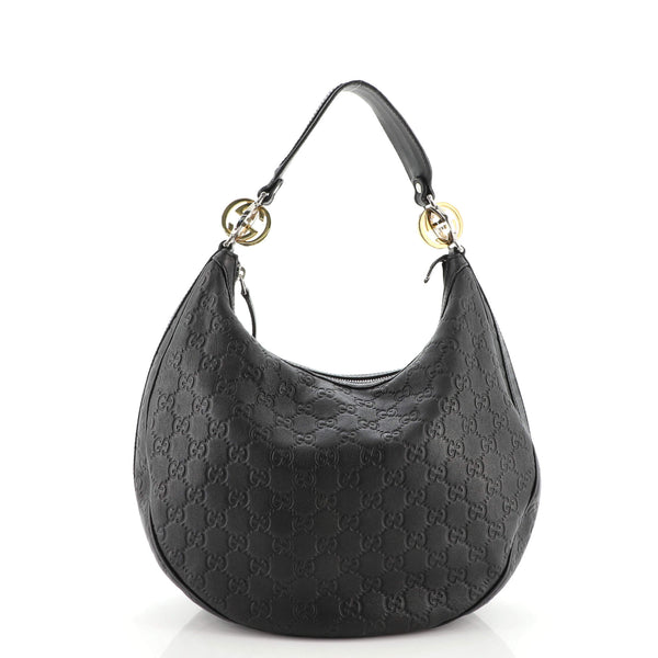 Gucci Black Guccissima Twins Hobo Bag Leather ref.131341 - Joli Closet