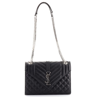 Saint Laurent Classic Monogram Envelope Satchel Mixed Matelasse Leather Medium