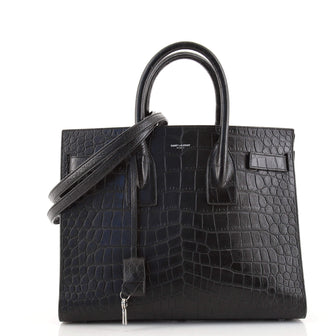 Saint Laurent Sac de Jour NM Bag Crocodile Embossed Leather Small
