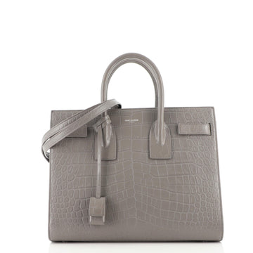 Saint Laurent Sac de Jour Bag Crocodile Embossed Leather Small