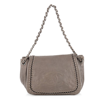 Chanel Luxe Ligne Accordion Handbag Leather Gray