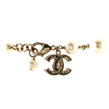 Chanel CC Charm Pearl Bracelet Faux Pearls and Crystal Embellished Metal