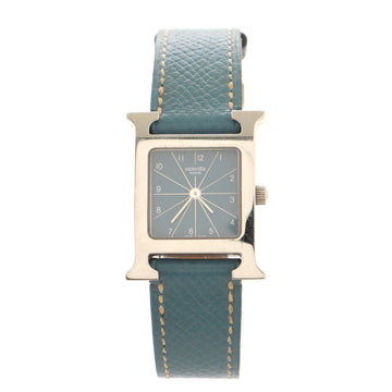 Hermes Heure H Quartz Watch Stainless Steel and Leather 21