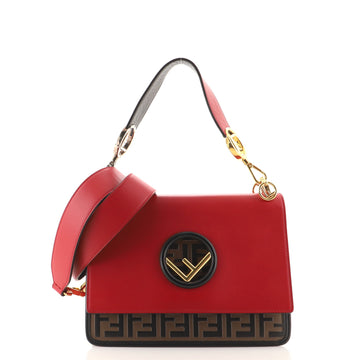 Fendi Kan I F Shoulder Bag Leather with Zucca Embossed Detail Medium