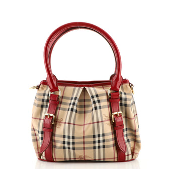 Burberry Northfield Convertible Tote Haymarket Coated Canvas Small