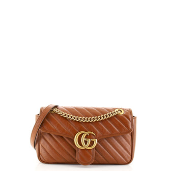 Gucci GG Marmont Flap Bag Diagonal Quilted Leather Small