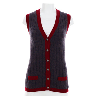 Chanel Women's Vintage Button Up Vest Knit Wool