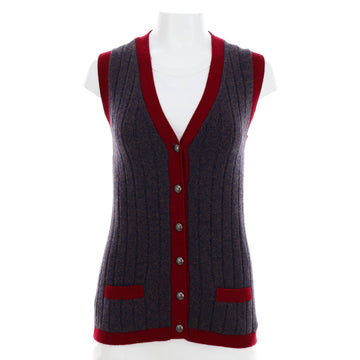 Chanel Women's Vintage Button Up Vest Knit Wool