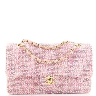 Chanel Vintage Classic Double Flap Bag Quilted Tweed Medium