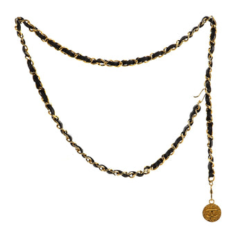 Chanel Vintage Medallion Chain Belt Metal and Leather