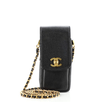 Chanel Vintage CC Phone Holder Crossbody Bag Caviar