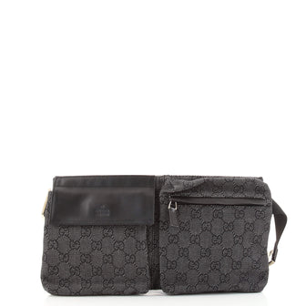 Gucci Vintage Double Belt Bag GG Canvas