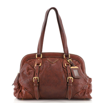Prada Belted Frame Tote Washed Leather Medium