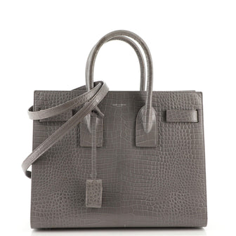 Saint Laurent Sac de Jour NM Bag Crocodile Embossed Leather Small