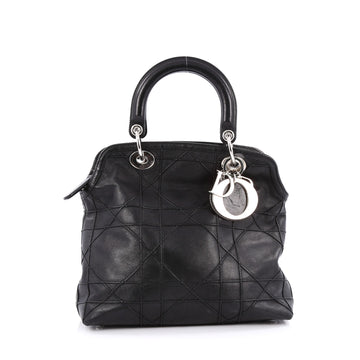 Christian Dior Granville Satchel Cannage Quilt Leather Black