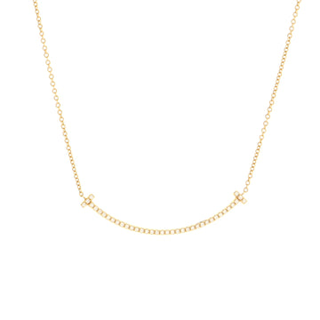 Tiffany & Co. T Smile Pendant Necklace 18K Yellow Gold and Diamonds Small