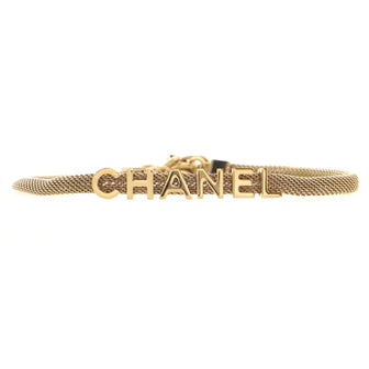 Chanel Logo Mesh Choker Necklace Metal Thin