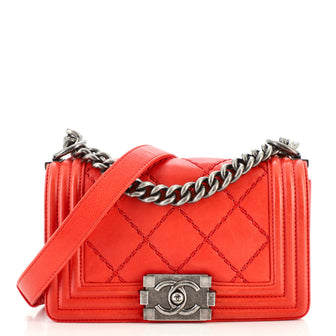 Chanel Stitch Boy Flap Bag Quilted Calfskin Small